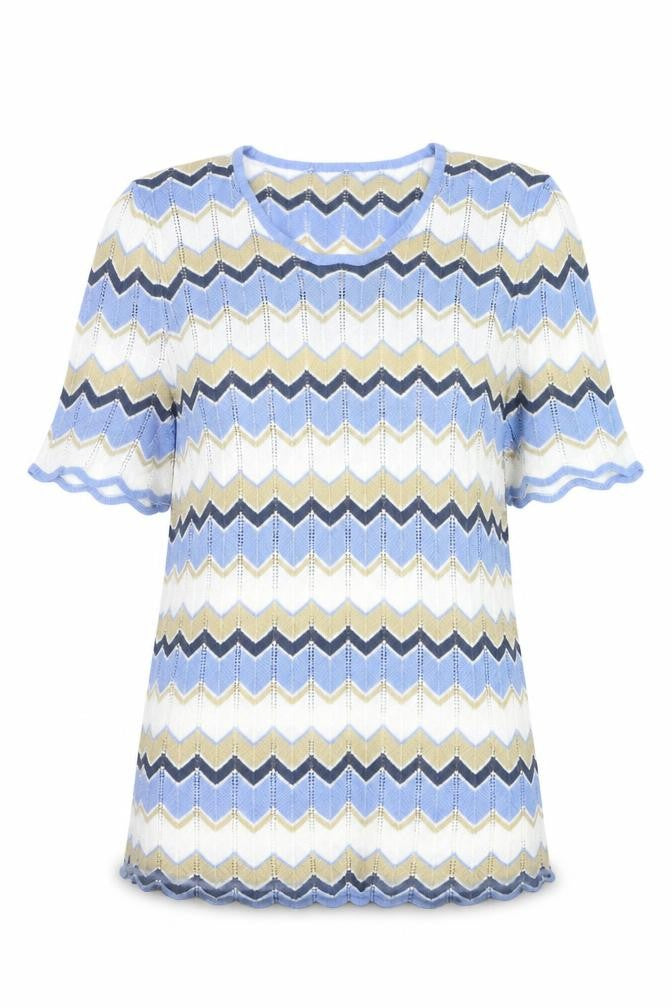Charmance Women Multicoloured M Retro Knit Short Sleeve Pullover Jumper