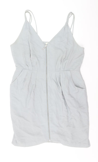 Whistles Women Grey Size 16 Cotton Camisole Zip Tank Top