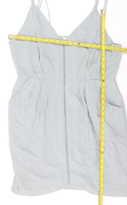 Whistles Women Grey Size 16 Cotton Camisole Zip Tank Top