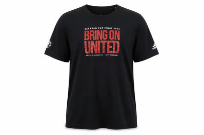 Front view of Adidas Men's Black 2XL Carabao Cup 2023 Bring on United T-Shirt