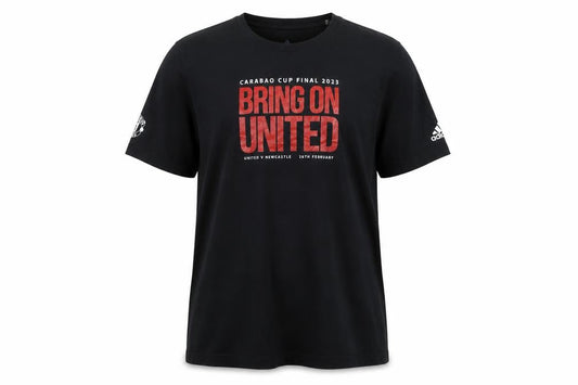 Front view of Adidas Men's Black 2XL Carabao Cup 2023 Bring on United T-Shirt