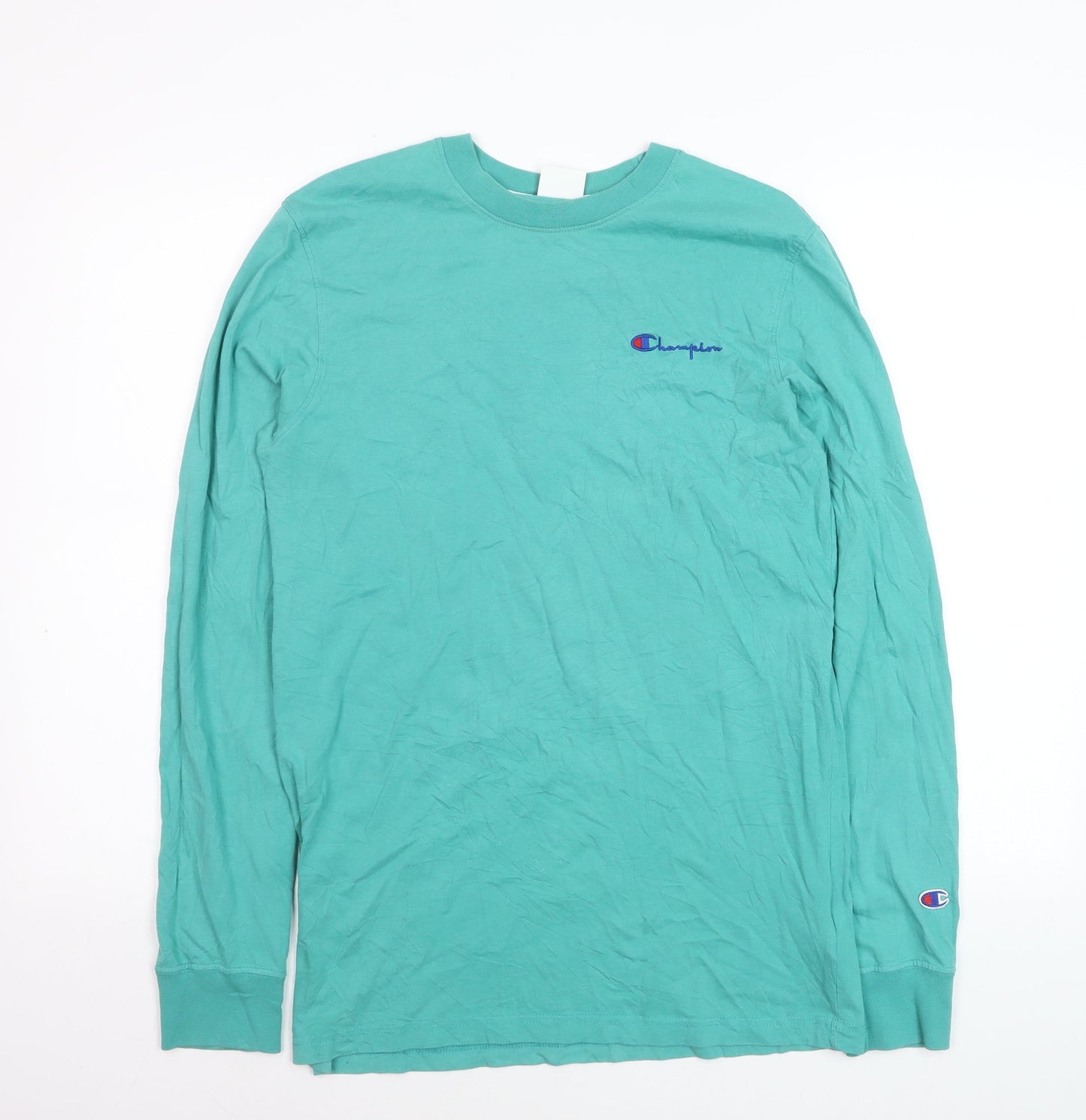 Champion Men's Green Long Sleeve Cotton Casual Top Size S