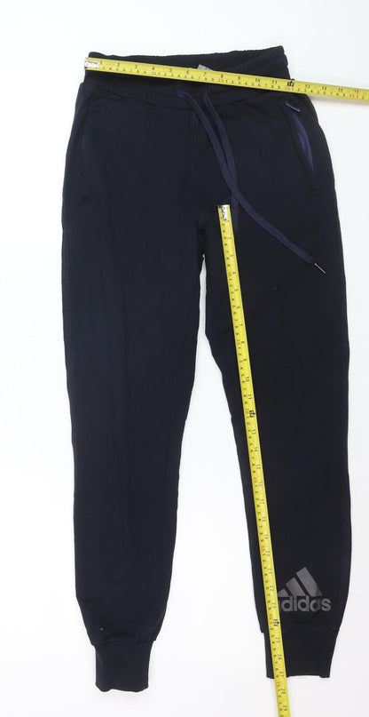 Adidas Boys Blue Jogger Activewear Trousers L Cotton Fleece