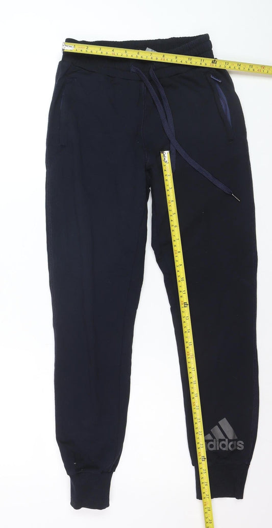 Adidas Boys Blue Jogger Activewear Trousers L Cotton Fleece