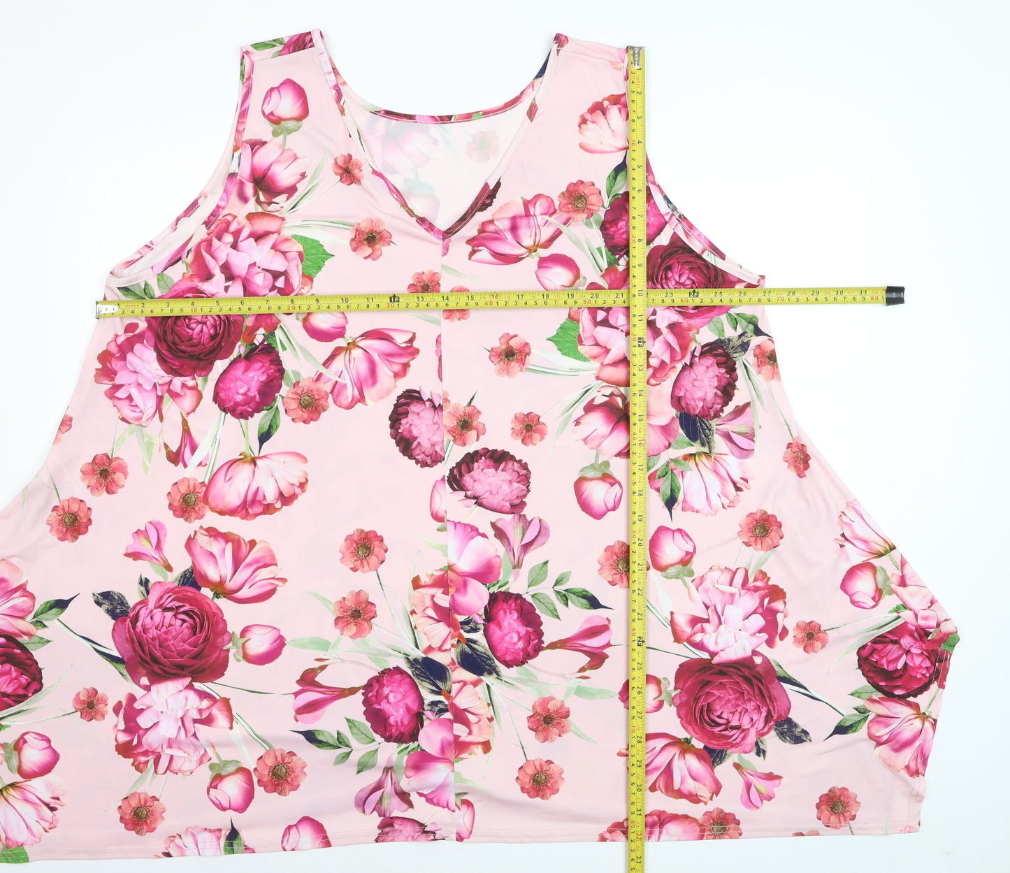 Yours Clothing Women’s Pink Floral Sleeveless Plus Size 26 Jersey Tank Top
