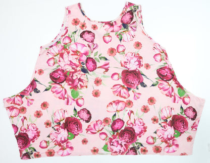 Yours Clothing Women’s Pink Floral Sleeveless Plus Size 26 Jersey Tank Top
