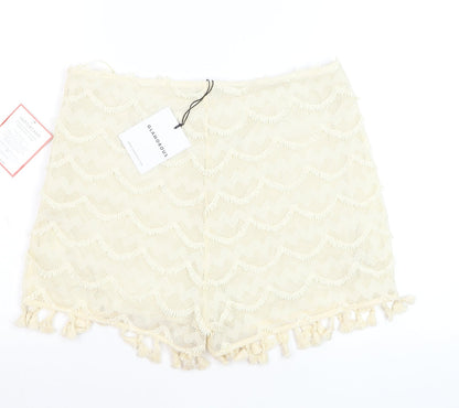 Glamorous Women Ivory Tasselled Lace Shorts Lined Size L