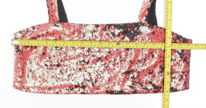 ASOS Women’s Pink Sequin Cropped Tank Top Size 16 Party Wear