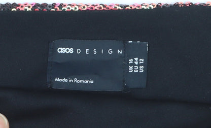 ASOS Women’s Pink Sequin Cropped Tank Top Size 16 Party Wear