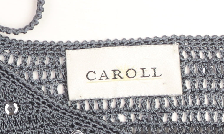 Caroll Women’s Grey Crochet Sequin Cropped Tank Top Size 16