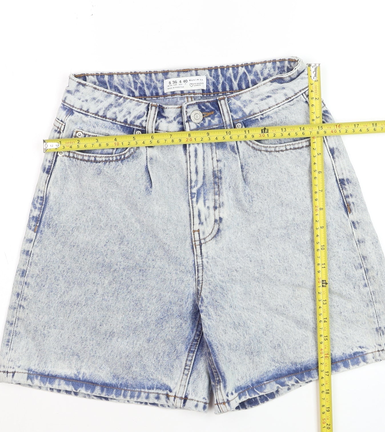 Primark Women’s Blue Acid Wash High Rise Mom Denim Shorts Size 8