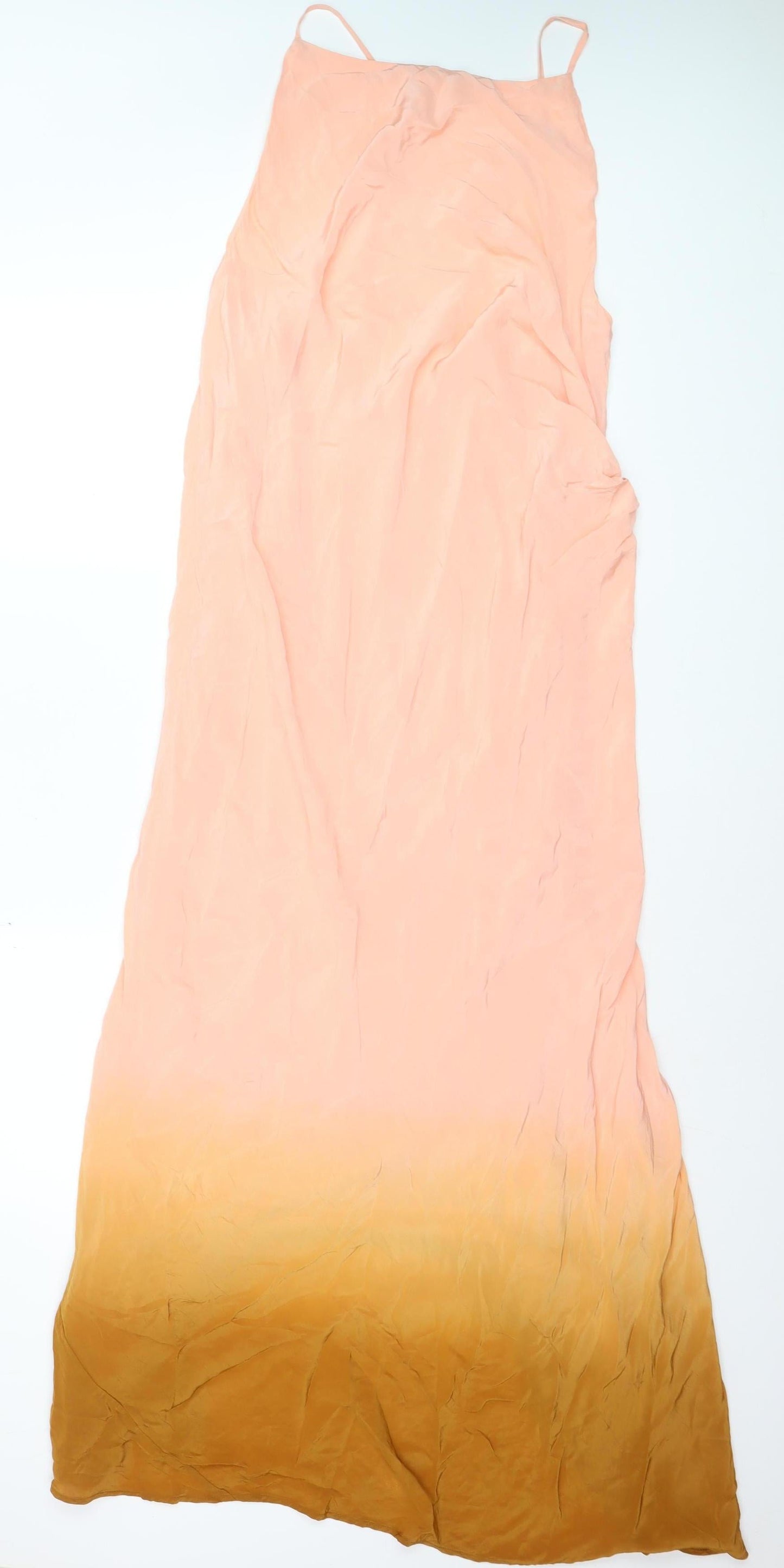 Marks and Spencer Women Orange Ombre Slip Dress Size 16 Summer Long