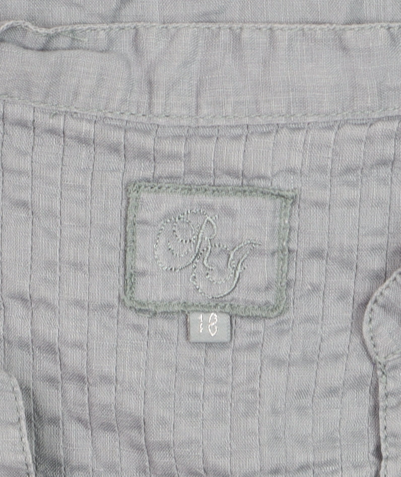 RJR Women Grey Linen Short Sleeve Tunic Blouse Size 18