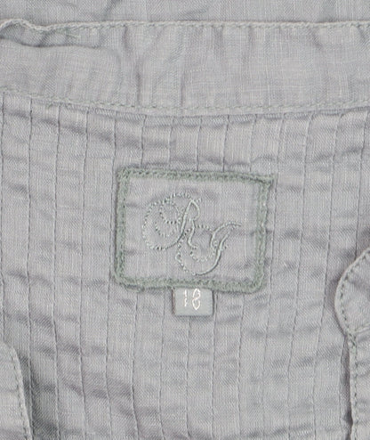 RJR Women Grey Linen Short Sleeve Tunic Blouse Size 18