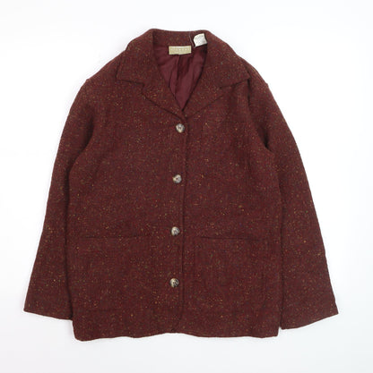 Liz Claiborne Womens Brown Tweed Wool Blazer Petite S Classic Fit