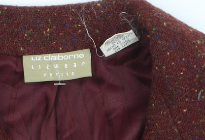 Liz Claiborne Womens Brown Tweed Wool Blazer Petite S Classic Fit