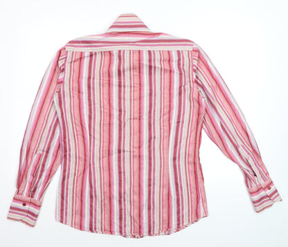 Hawes & Curtis Men's Pink Striped Slim Fit Cotton Long Sleeve Shirt S
