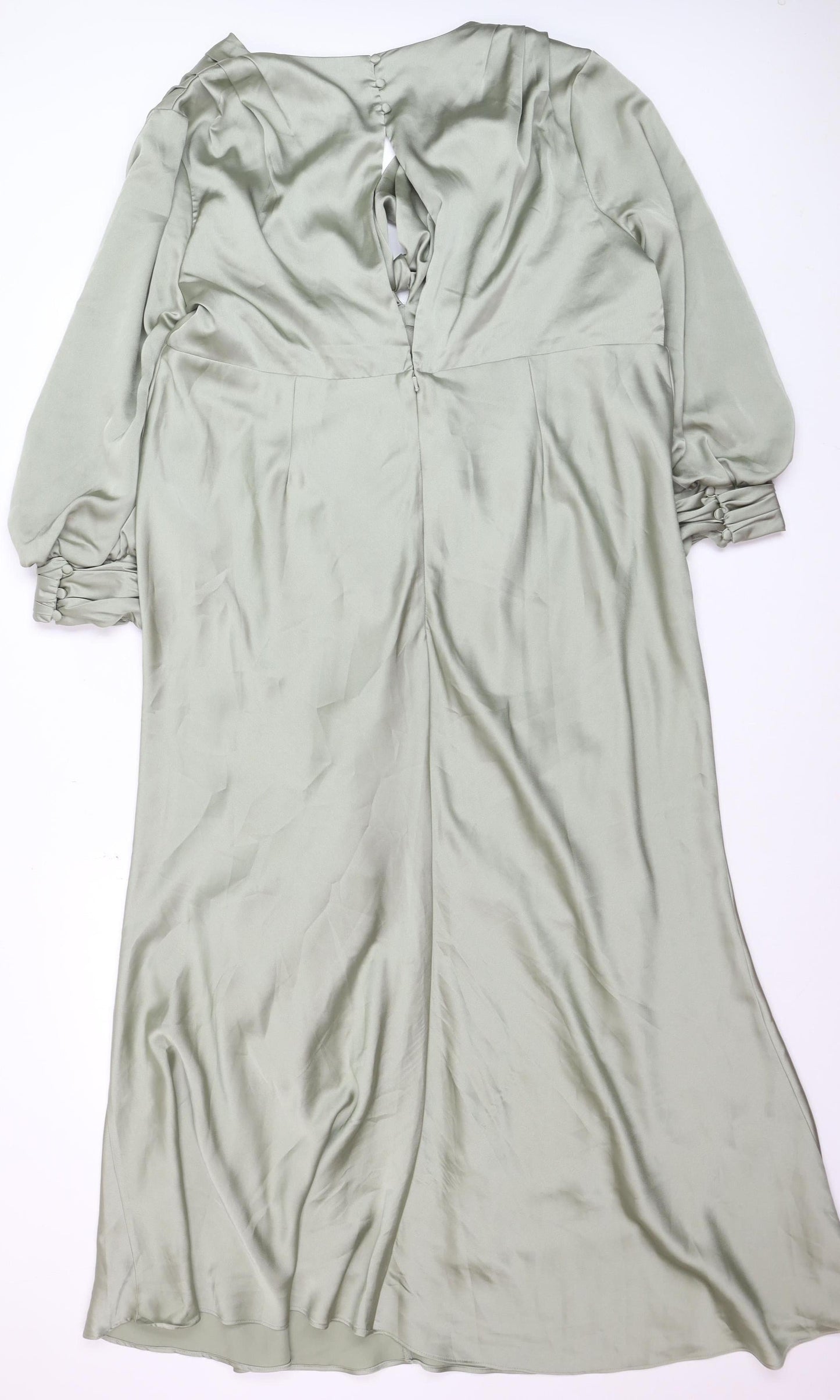 ASOS DESIGN Women’s Green Satin Midi Wrap Dress Size 20 Maternity
