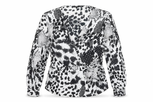 Next Womens Black Animal Print V-Neck Wrap Blouse Size 16