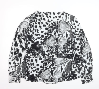 Next Womens Black Animal Print V-Neck Wrap Blouse Size 16