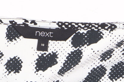 Next Womens Black Animal Print V-Neck Wrap Blouse Size 16