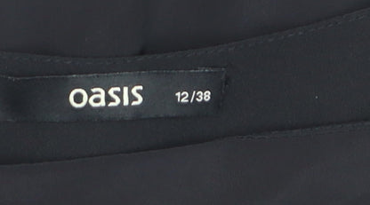 Oasis Women Black Size 12 Beaded Sheath Party Dress