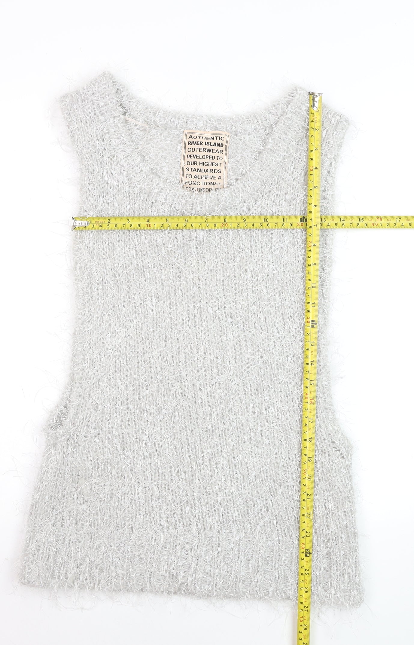 River Island Women Grey Mohair Blend Sleeveless Knit Vest Size 8