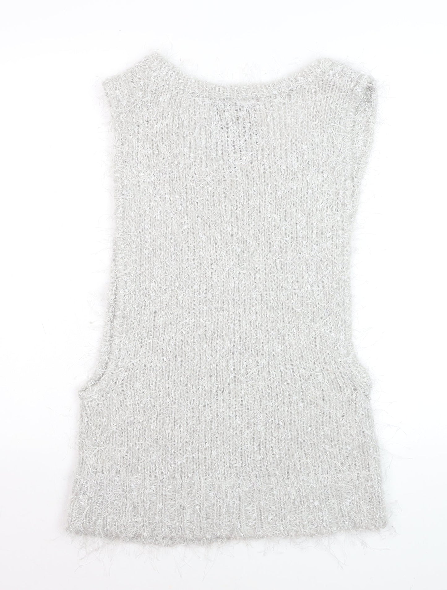 River Island Women Grey Mohair Blend Sleeveless Knit Vest Size 8