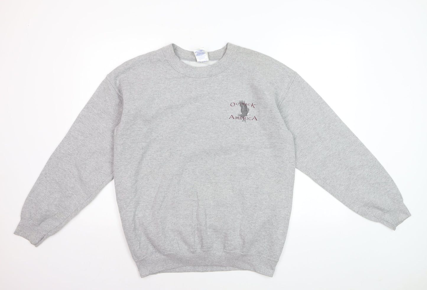 Gildan Men's Grey Outback America Wolf Graphic Pullover Sweatshirt M