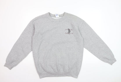 Gildan Men's Grey Outback America Wolf Graphic Pullover Sweatshirt M
