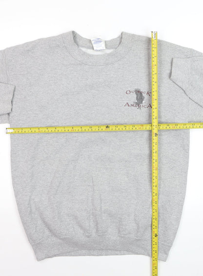 Gildan Men's Grey Outback America Wolf Graphic Pullover Sweatshirt M