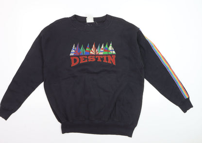 Lee Sport Men's Black Medium Pullover Sweatshirt Destin Graphic Retro
