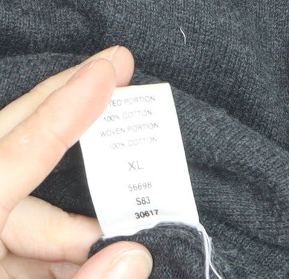 Crafted Women’s Grey V-Neck Button Cardigan XL 100% Cotton Knitwear