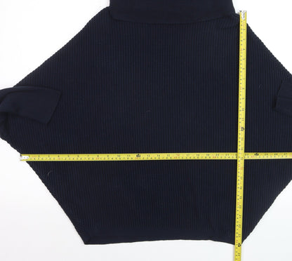 Dorothy Perkins Women's Blue Roll Neck Ribbed Knit Jumper Size 10