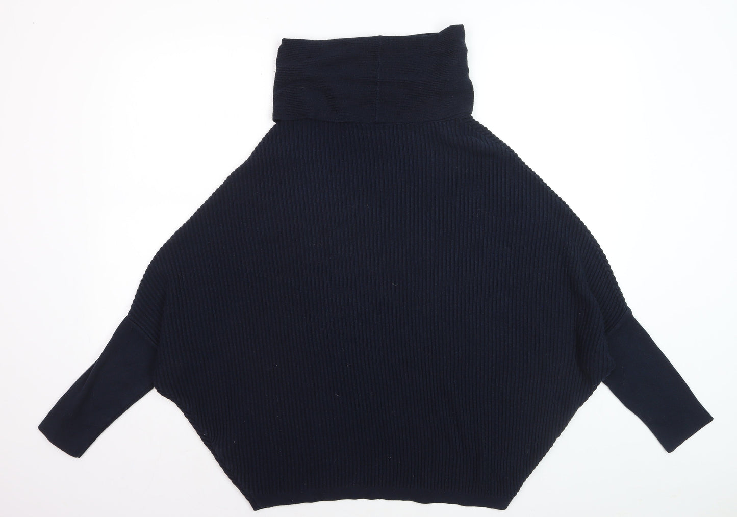 Dorothy Perkins Women's Blue Roll Neck Ribbed Knit Jumper Size 10