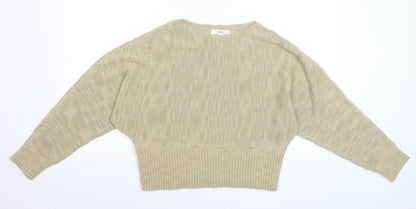 Marks and Spencer Women Beige M Relaxed Knit Pullover Jumper