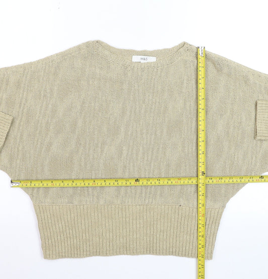 Marks and Spencer Women Beige M Relaxed Knit Pullover Jumper
