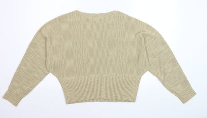 Marks and Spencer Women Beige M Relaxed Knit Pullover Jumper