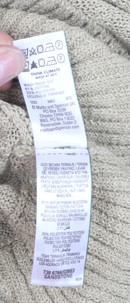 Marks and Spencer Women Beige M Relaxed Knit Pullover Jumper