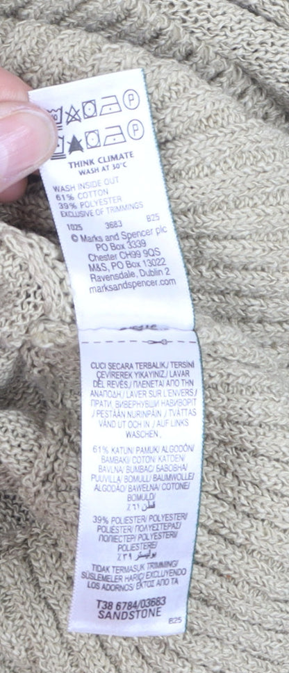 Marks and Spencer Women Beige M Relaxed Knit Pullover Jumper