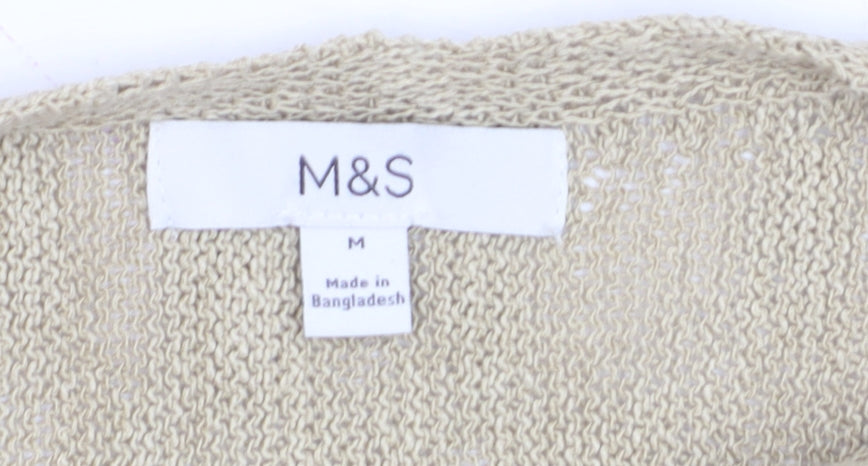 Marks and Spencer Women Beige M Relaxed Knit Pullover Jumper