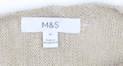 Marks and Spencer Women Beige M Relaxed Knit Pullover Jumper