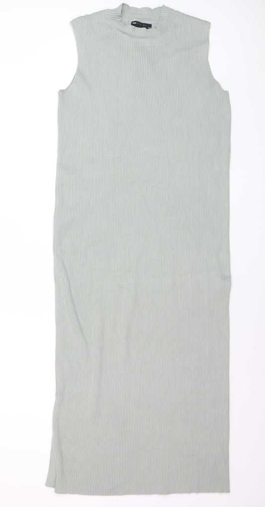 ASOS DESIGN Women’s Grey Sleeveless Ribbed Bodycon Midi Dress Size 6