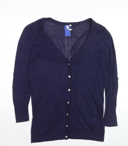 White Stuff Women's Blue V-Neck Long Sleeve Cardigan Size 14