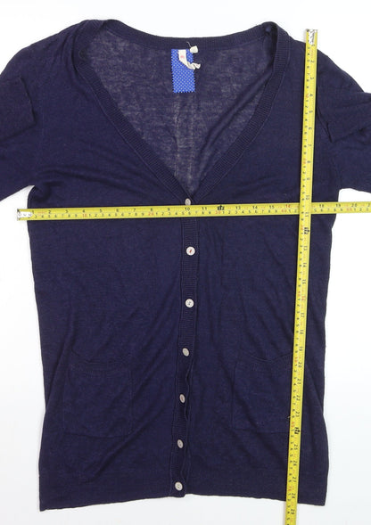 White Stuff Women's Blue V-Neck Long Sleeve Cardigan Size 14