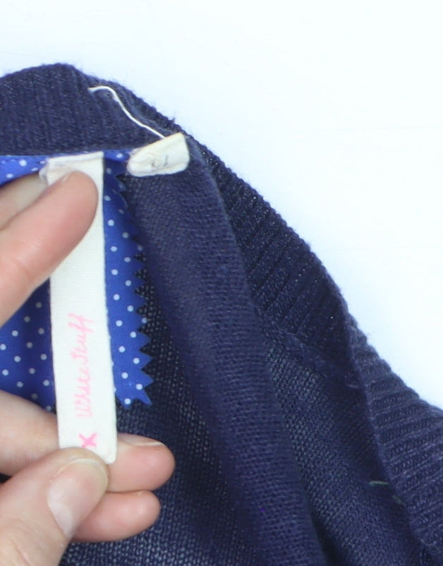 White Stuff Women's Blue V-Neck Long Sleeve Cardigan Size 14