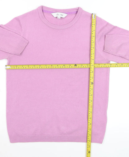 Plum Tree Women Pink Crew Neck Acrylic Jumper Size S