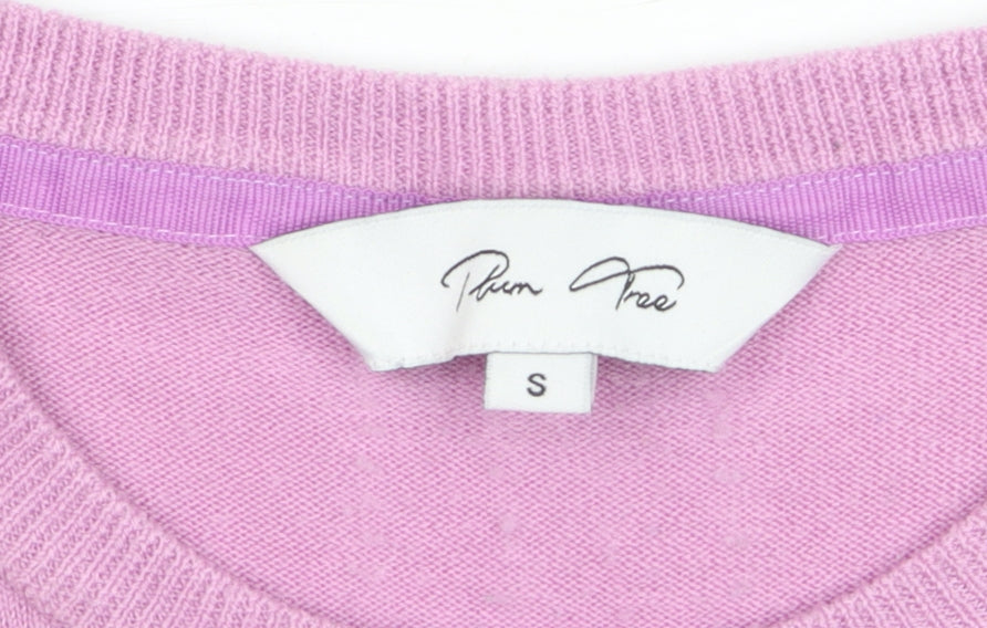 Plum Tree Women Pink Crew Neck Acrylic Jumper Size S