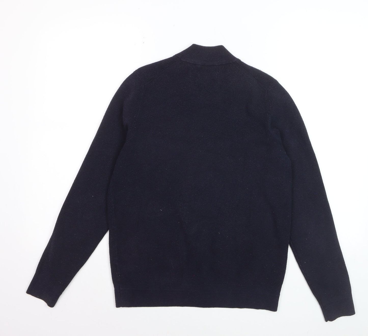 Marks and Spencer Men’s Blue Cotton Blend Full Zip Jumper Size M