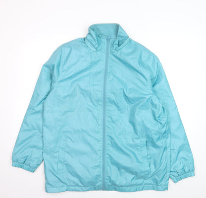 Totes Womens Blue Water Resistant Full Zip Mid-Length Jacket Size M